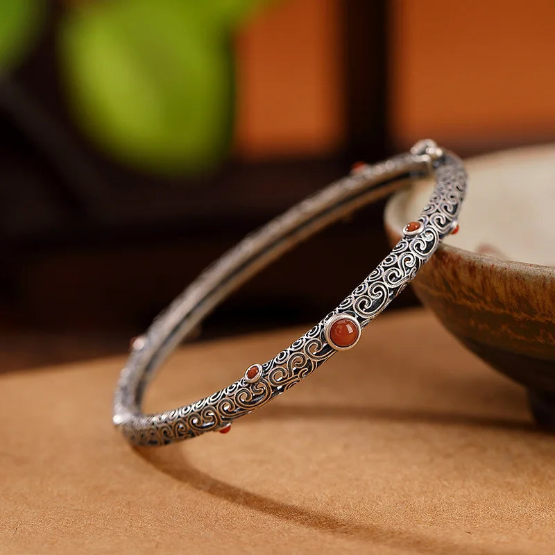 Copper Bracelet for Women Vintage Ethnic Openwork Bangle Exquisite Retro Court Classic Party Jewelry Gift Festival Accessories