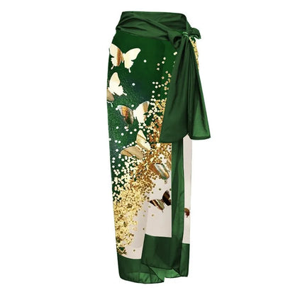 Nuovo Abito da Spiaggia Sexy con Stampa Retrò 2026, Copricostume Lungo, Gonna per Feste, Costume da Bagno, Abbigliamento da Spiaggia