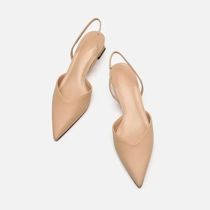 Estate 2025 Nuove donne Nero Baotou Sandali moda Donna Tacchi Décolleté di seta Sandali a punta sexy Scarpe con tacco basso femminile
