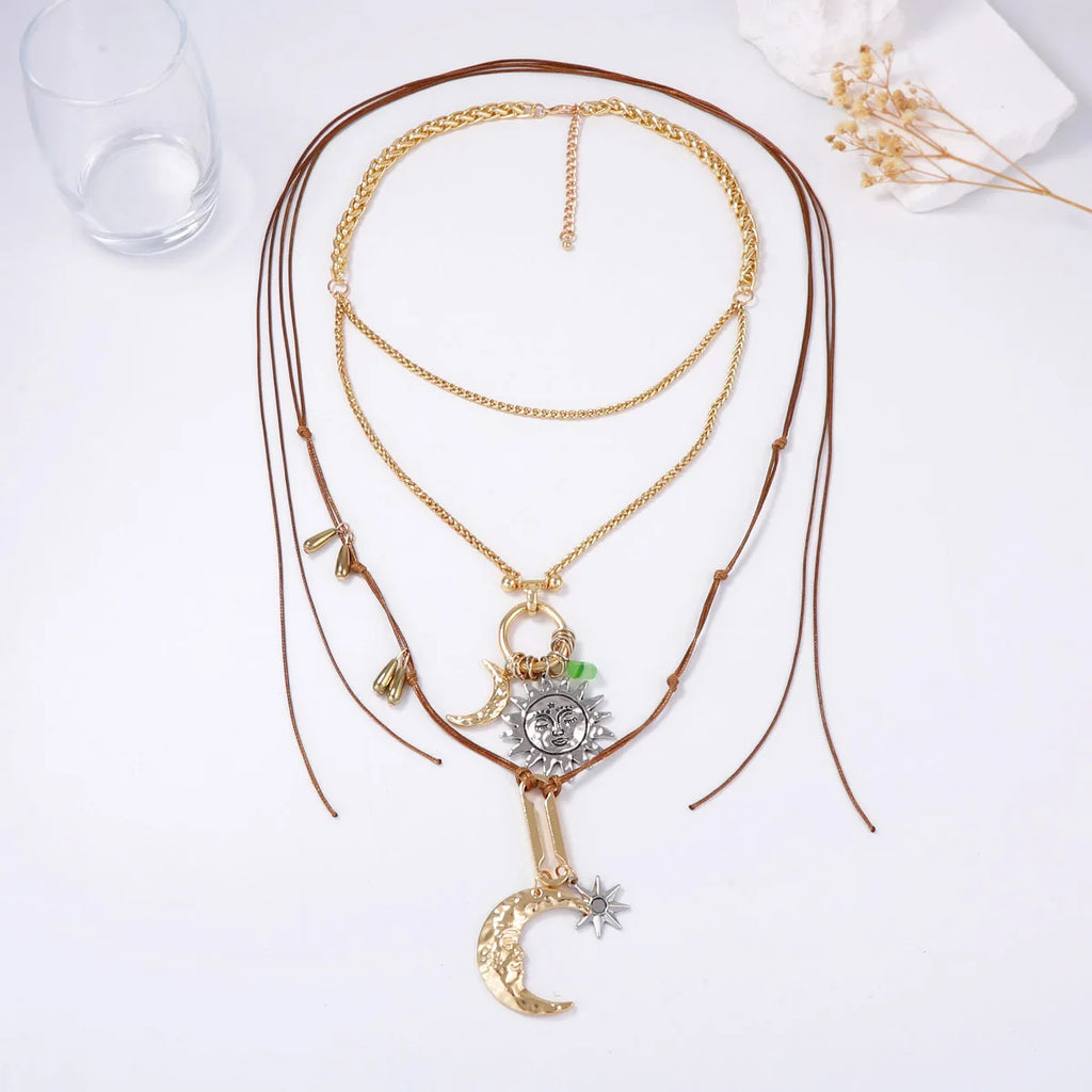 ZAA Women‘s Jewelry Sun&Moon Pendant Necklaces Vintage Ethnic Style Statement Jewelry Neck Accessories