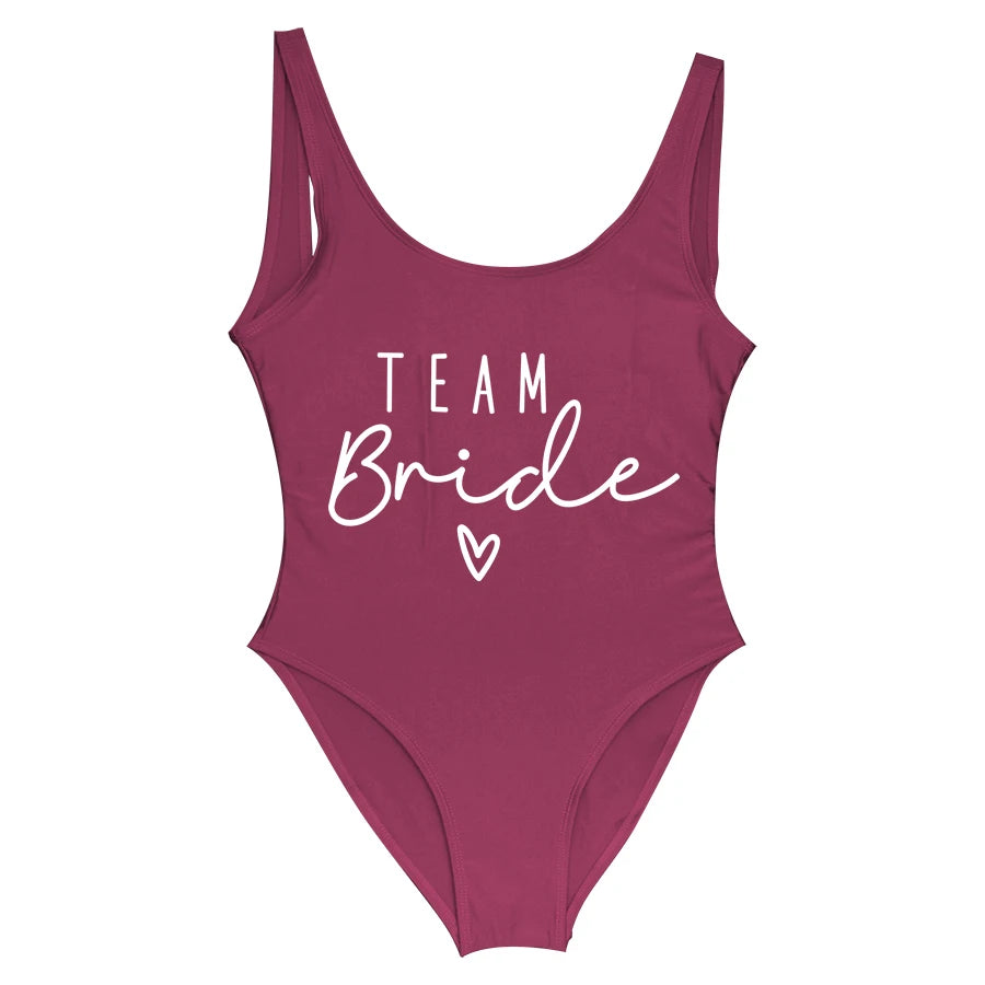S-3XL Maillot de bain blanc une pièce Équipe de la mariée Maillot de bain de fête de célibataire pour femme Maillot de bain de poule Maillot de bain de piscine