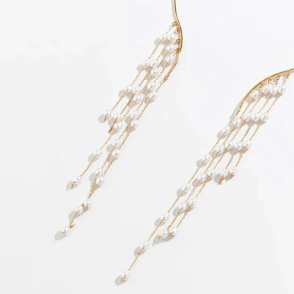 Sexy Goth lungo nappa paillettes imitazione perla ciondolo aperto Torques collana girocollo per le donne Vintage petto catena mer accessori