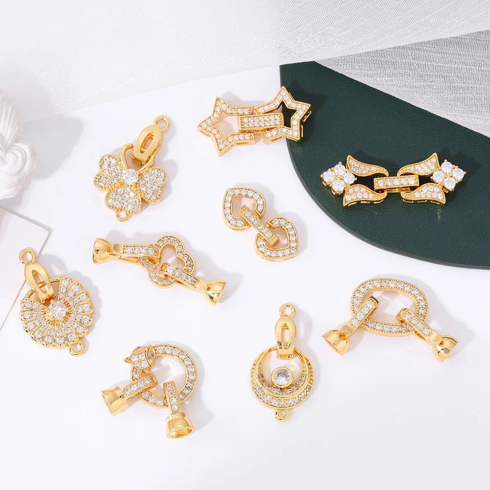 Juya 18K Placcato Oro Elementi di Fissaggio Decorativi Connettore Serrature Perle Catenacci Accessori Per Il Cucito FAI DA TE Perline Creazione di Gioielli
