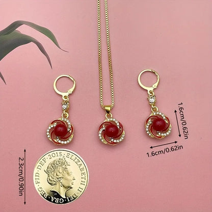 3pcs Shining Zircon Luxury Elegant Jewelry Sets for Women Trendy Versatile Necklace Earrings Party Jewelry Birthday Gifts