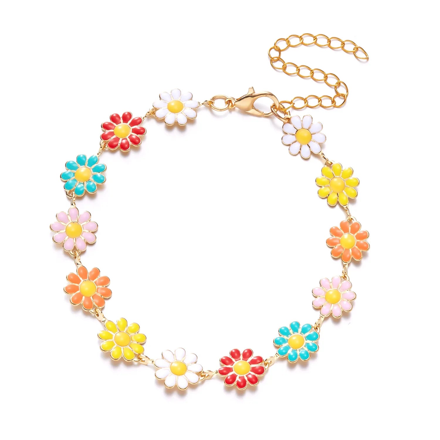 Bracciale con fiori margherita dolce Personalità della moda Bracciale con ciondoli con fiori estetici minimalisti per le donne Regalo di gioielli per feste di nozze