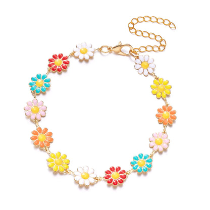 Bracciale con fiori margherita dolce Personalità della moda Bracciale con ciondoli con fiori estetici minimalisti per le donne Regalo di gioielli per feste di nozze