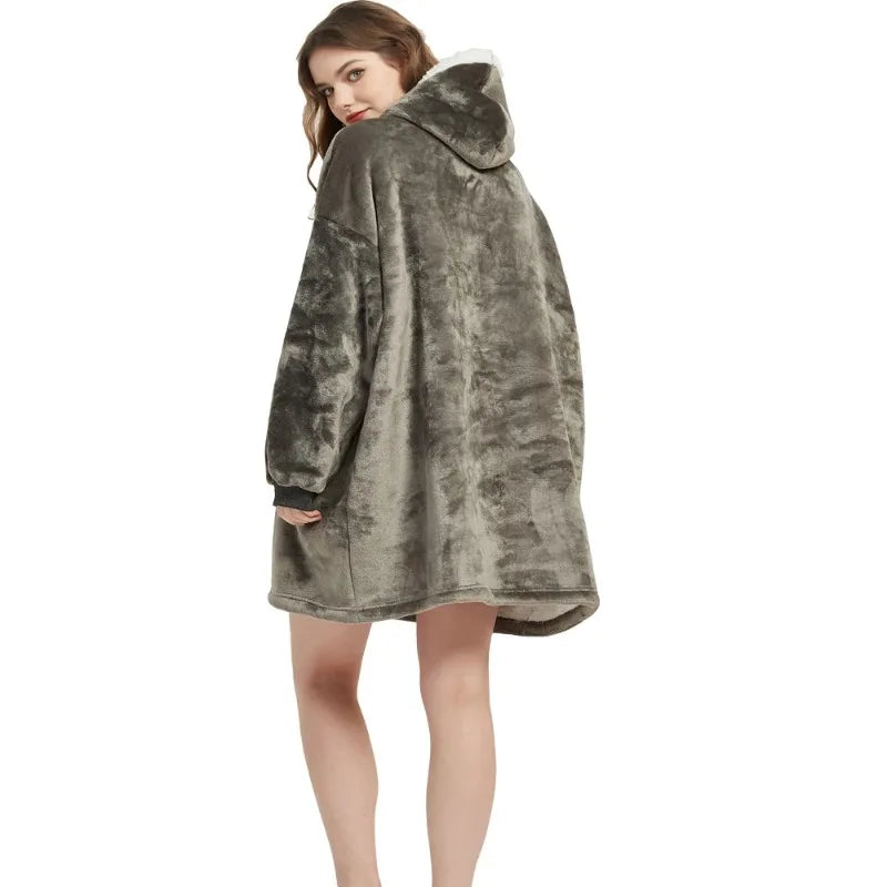 Coperte indossabili invernali Coperta morbida e calda Felpa con cappuccio Donna Uomo Pullover Coperte TV giganti oversize in pile