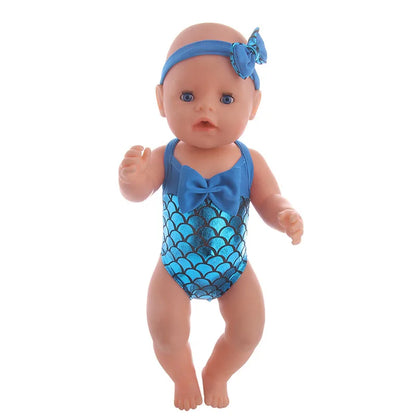 Costume da bagno per bambini in diversi stili, grazioso costume intero per bambole da 43 cm, accessori per bambole americane da 18 pollici, regali giocattolo per ragazze