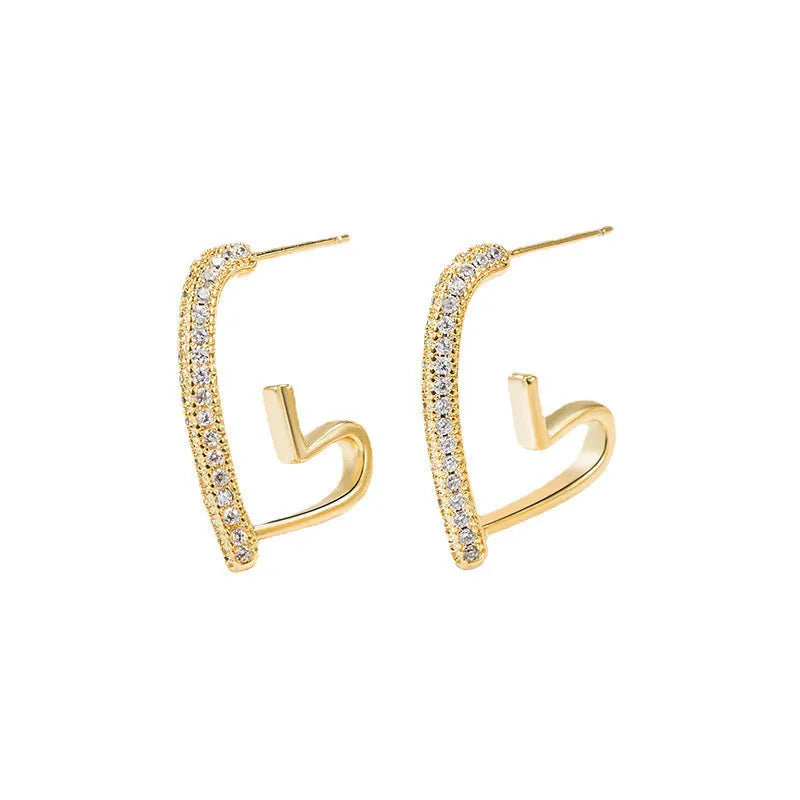 Orecchini in argento 925 con ago in argento moda coreana con cuore di cristallo per gioielli da donna 2025 Trending Nuovi orecchini a cerchio da donna di lusso Brincos