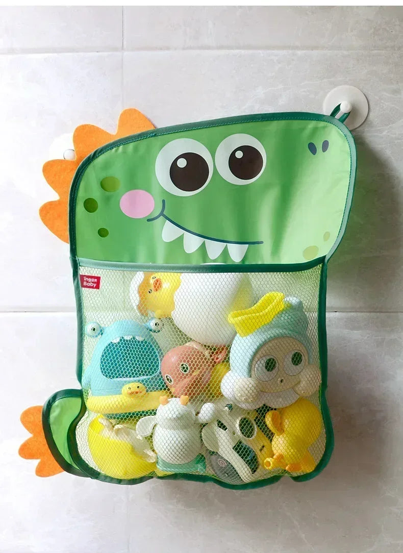 Giocattolo per baby shower Simpatico anatra rana Borsa portaoggetti per giocattoli con rete Forte ventosa Borsa da gioco per baby shower Organizzatore per il bagno Giocattolo d'acqua