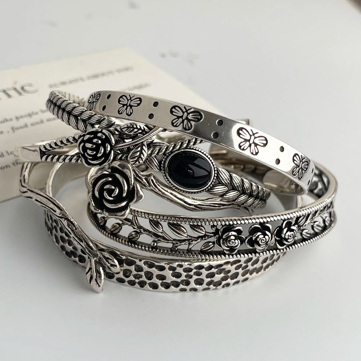 925 Sterling Silver Bracelets for Women Chain Accessories Trend Vintage Simple Rose Flower Pendant Party Jewelry Gift