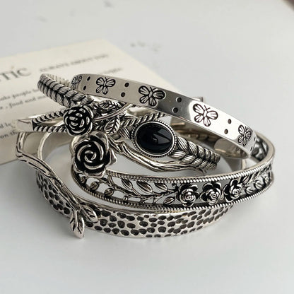 925 Sterling Silver Bracelets for Women Chain Accessories Trend Vintage Simple Rose Flower Pendant Party Jewelry Gift