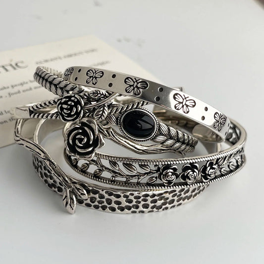 Bracelets en argent sterling 925 pour femmes, accessoires de chaîne, tendance vintage, pendentif simple en forme de fleur de rose, cadeau de bijoux de fête