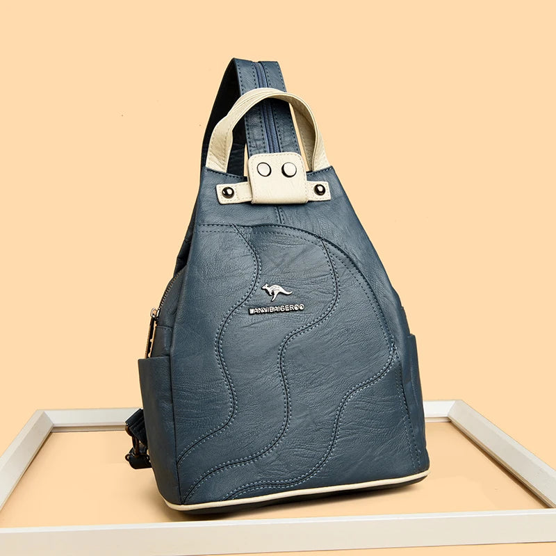 Zaini in pelle da donna Borsa da petto femminile con cerniera Zaino da viaggio Zaino da donna Mochilas Borse da scuola per ragazze adolescenti Sac A Dos
