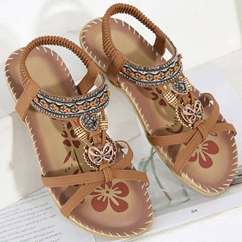 Sandali da donna Sandali estivi stile Boemia Donna Fondo morbido Sandali con tacco basso Scarpe da donna Scarpe antiscivolo Calzature estive