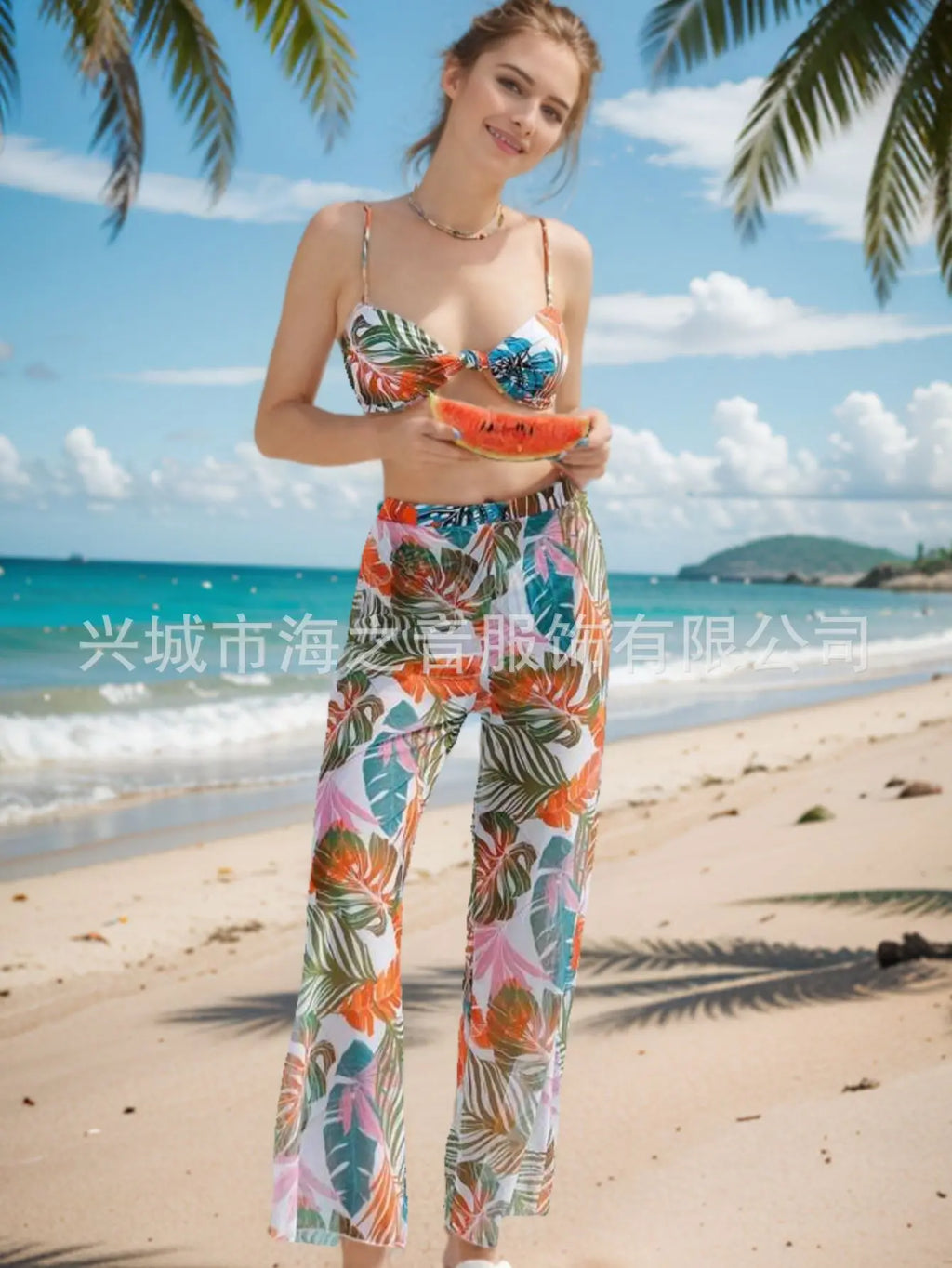 Nuovo costume da bagno bikini sexy pantaloni a rete costume da bagno da donna diviso in tre pezzi