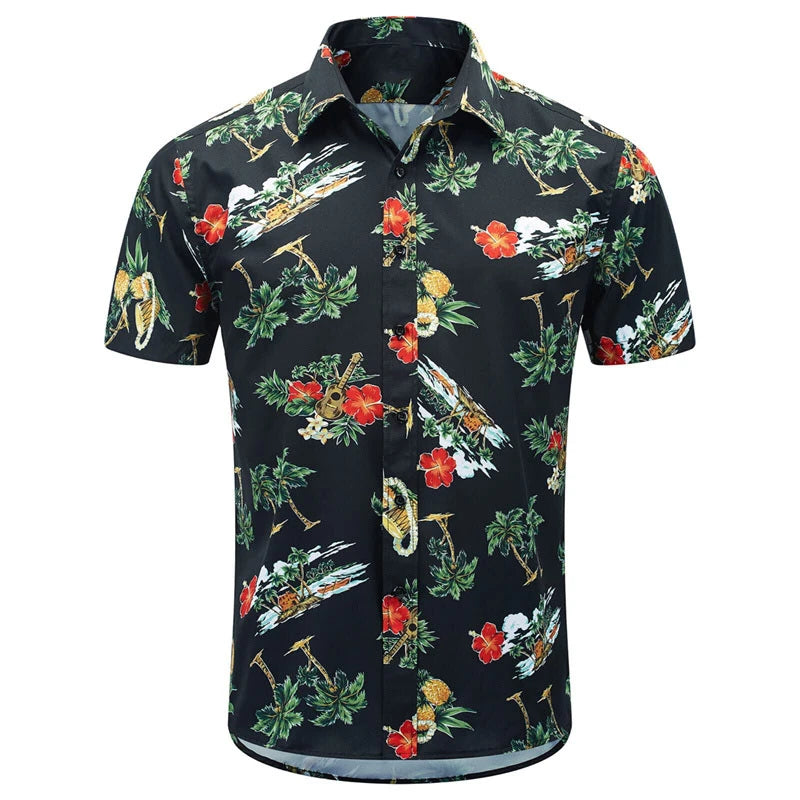 Camicia da uomo con risvolto estivo a maniche corte motivo hawaiano personalizzato stampa 3D lavoro casual quotidiano vacanza design confortevole