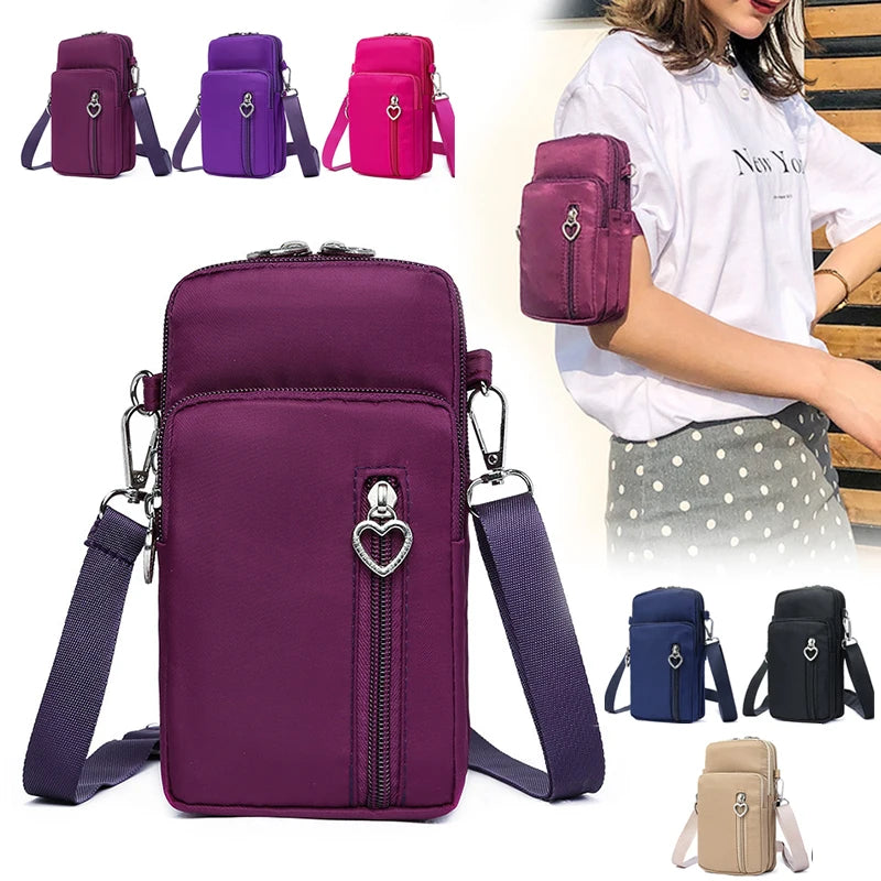 Borse a tracolla per donna Borsa piccola casual multifunzione in nylon impermeabile Custodia per cellulare Borsa a tracolla Borsa sportiva