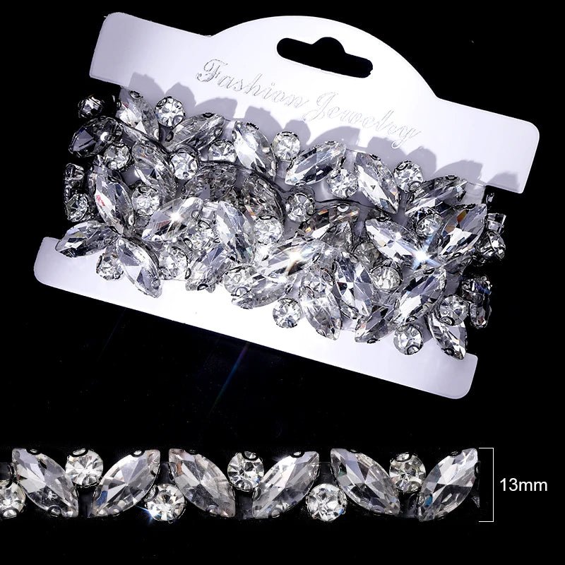 Ducrystal 1 metro motivo strass nastro hot fix vetro cristallo strass trim catena per scarpe fai da te, borse, abiti decorazione