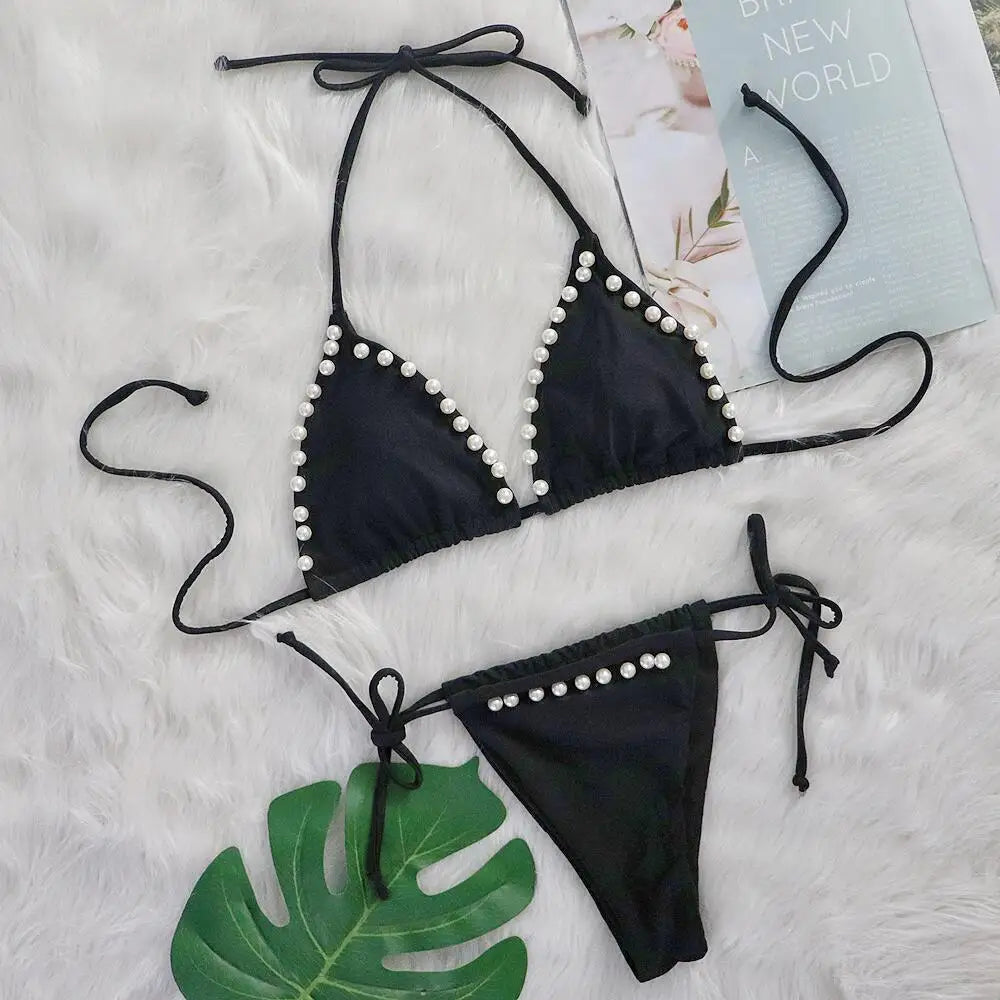 nuovo costume da bagno in due pezzi con strass 2026 cristallo di lusso perizoma Sexy perizoma Bikini Set costumi da bagno da donna costume da bagno Sexy da spiaggia