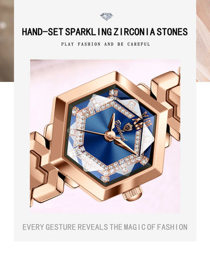 BINBOND Orologi da donna eleganti delle migliori marche Orologio da polso da donna con specchio a rombo alla moda Orologio al quarzo originale con quadrante con diamanti impermeabile