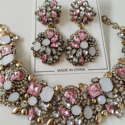 Parure de bijoux de luxe en cristal et strass pour femme, collier, bracelets et boucles d'oreilles, style indien, pour mariage, 2025