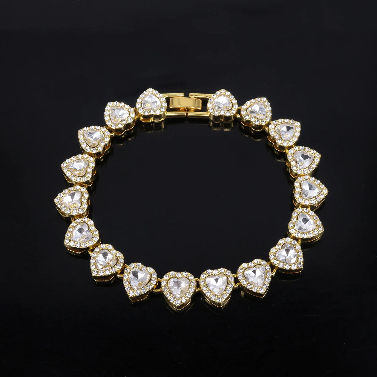 ZAKOL 45CM Nuovo Hip Hop Tennis Bracciale a catena Collana Cuore lucido Strass CZ Fashion Rock Party Set di gioielli