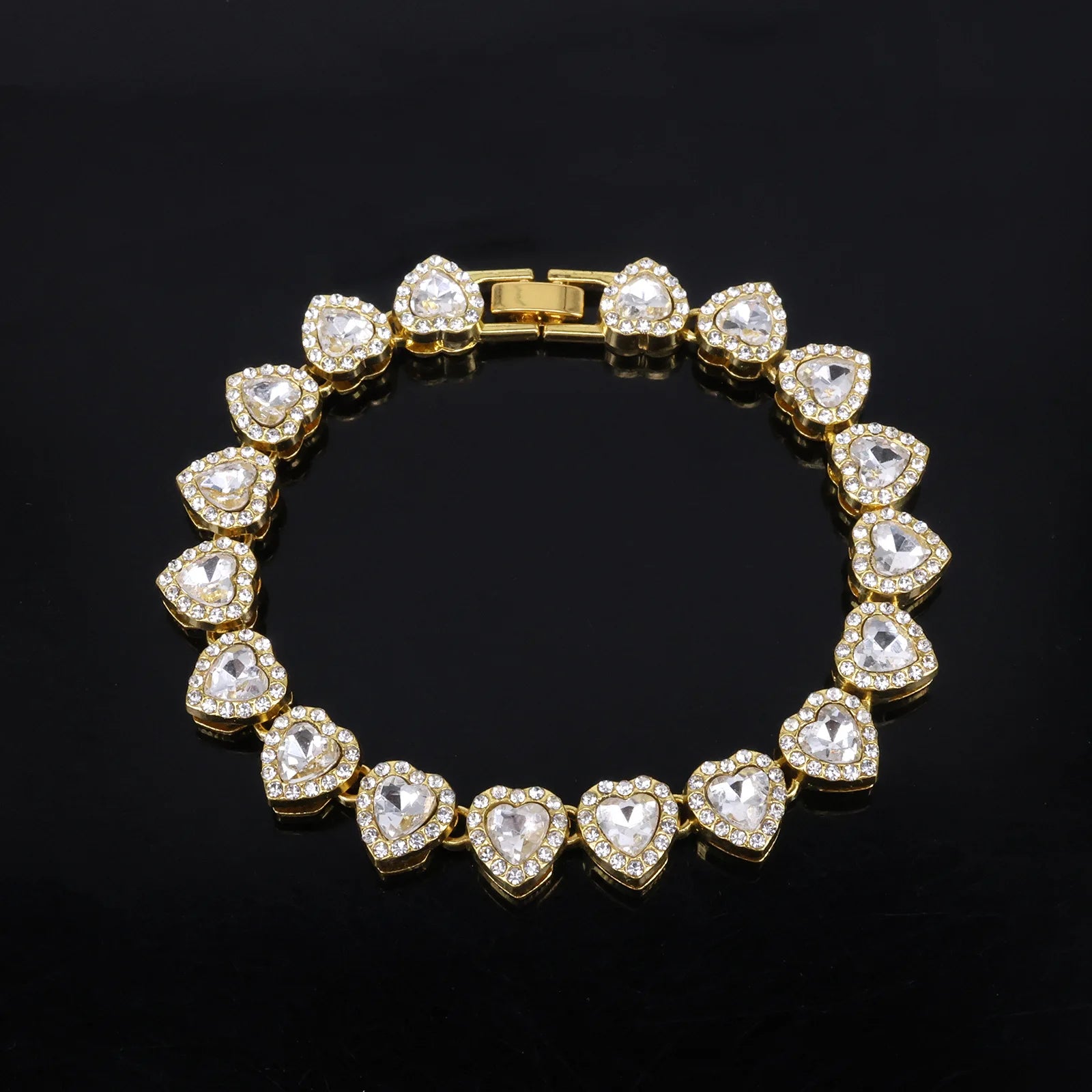 ZAKOL 45CM Nuovo Hip Hop Tennis Bracciale a catena Collana Cuore lucido Strass CZ Fashion Rock Party Set di gioielli