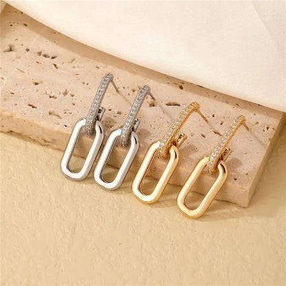 Orecchini pendenti con design retrò a doppio anello Orecchini rotondi geometrici color oro argento per donne Ragazze Punk Hip Hop Gioielli di moda G