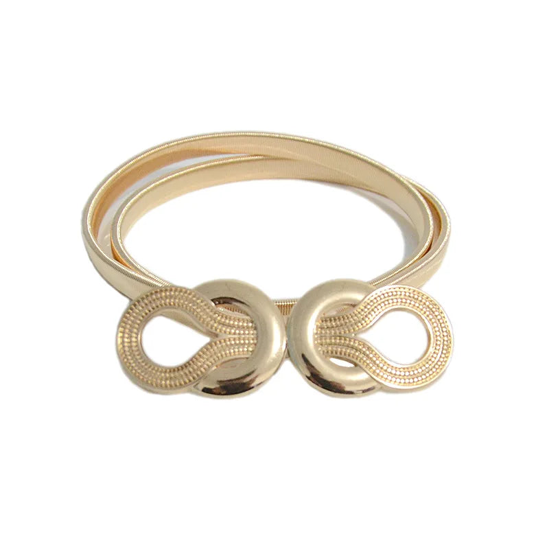 Cinture per donna Abiti in oro argento Cinture elastiche in vita femminile Cinture sottili in metallo per abiti da donna Cinturones Pasek