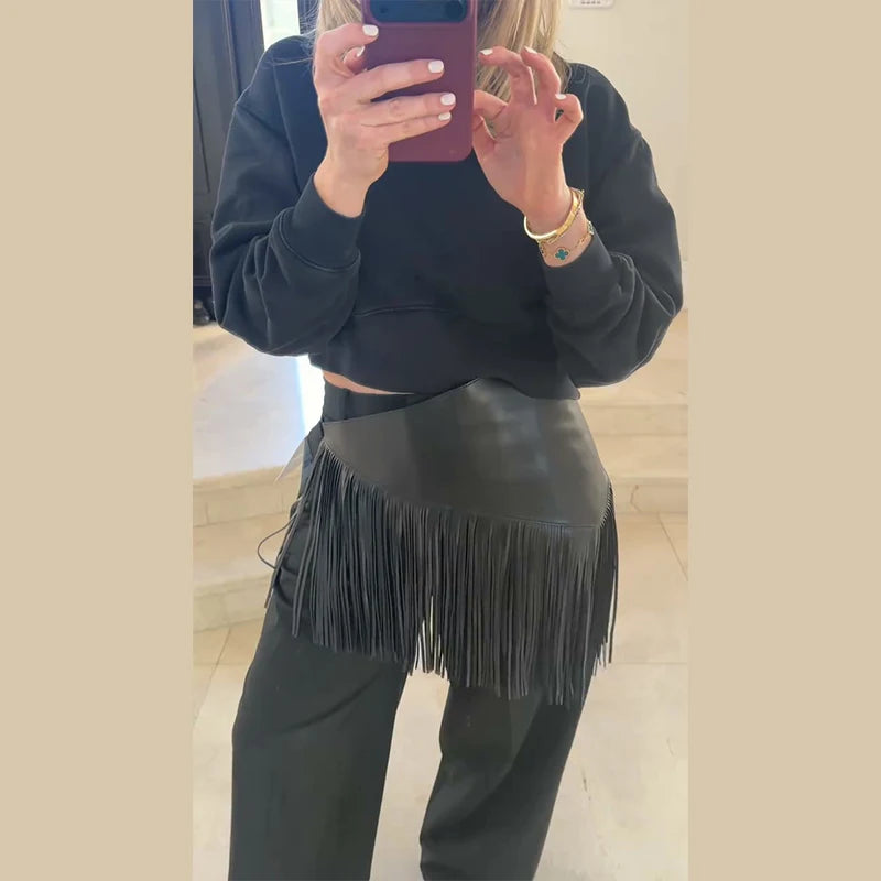 Accessorio per la Vita in Pizzo Trasparente con Peplum Estensibile, Stile Y2K, Vita Alta, Top Finto a Strati, Moda Streetwear, Primavera 2026