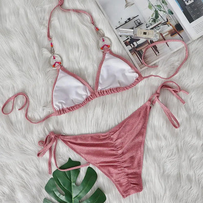 nuovo costume da bagno in due pezzi con strass 2026 cristallo di lusso perizoma Sexy perizoma Bikini Set costumi da bagno da donna costume da bagno Sexy da spiaggia