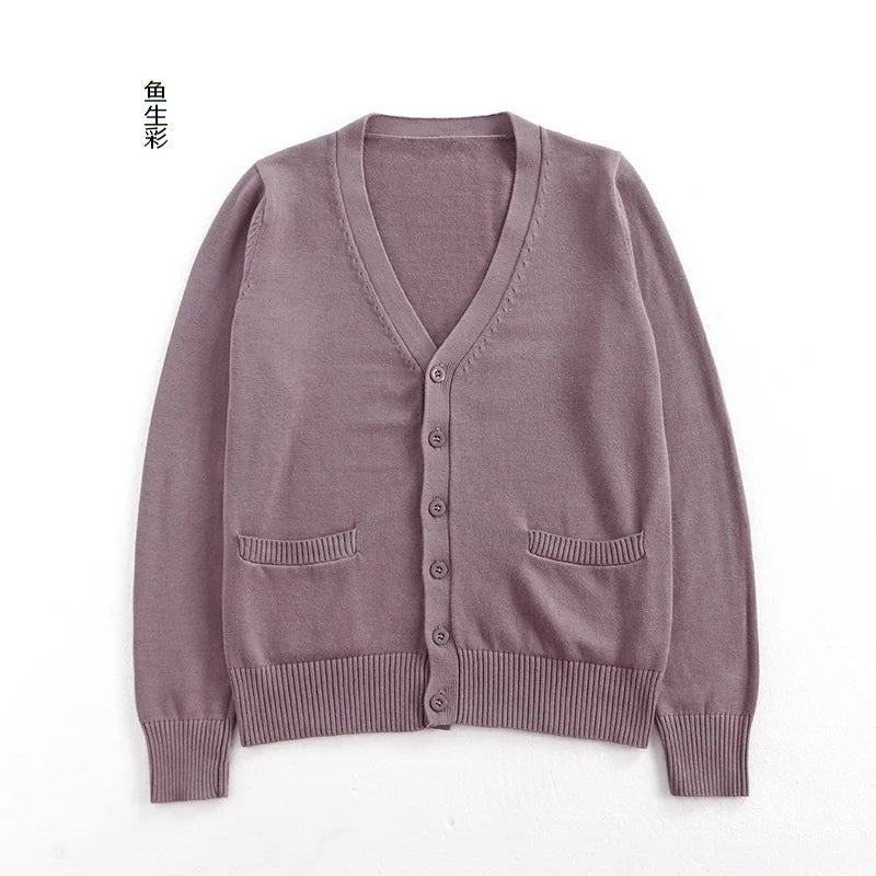 Nuovo Maglione Tinta Unita da Donna, Top in Maglia alla Moda, Cardigan Sottile Primaverile Autunnale a Maniche Lunghe, Giacca Slim per Adulti, Taglie XS-2XL