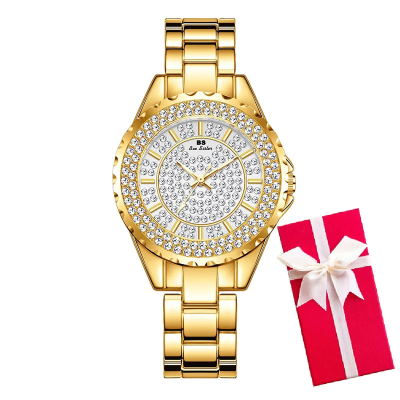 Orologi eleganti da donna con bracciale in oro 2025 Orologi da polso da donna di lusso delle migliori marche per orologio femminile Moda elegante in acciaio pieno