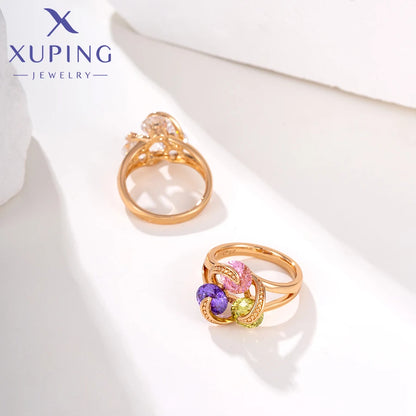 Xuping Jewelry Bagues tendance à la mode avec pierres pour femmes, plaqué or, cadeau X00096881