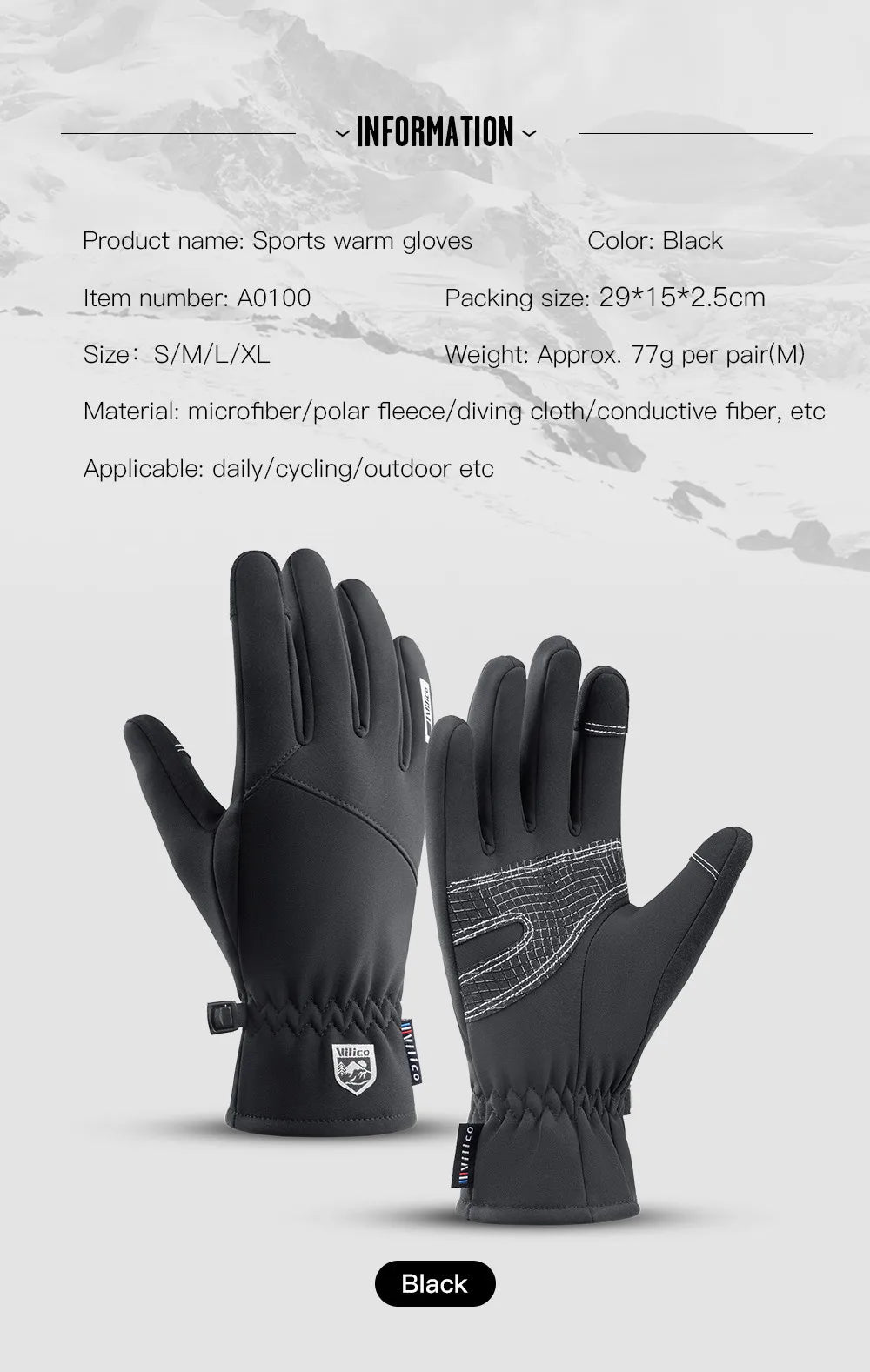Guanti da ciclismo impermeabili invernali da uomo Sport all'aria aperta Corsa da moto Sci Touch Screen Guanti in pile antiscivolo Caldi dita intere