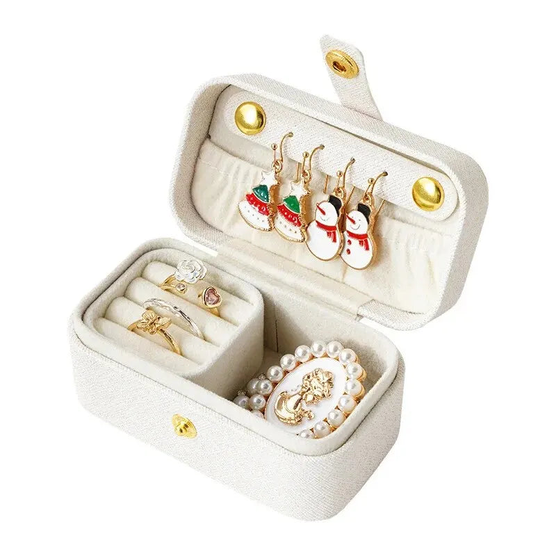 Elegante Scatola Portagioie in Pelle PU, Semplice Contenitore per Anelli, Collane e Orecchini, Stile Minimalista, Portatile per Uso Quotidiano e Viaggi