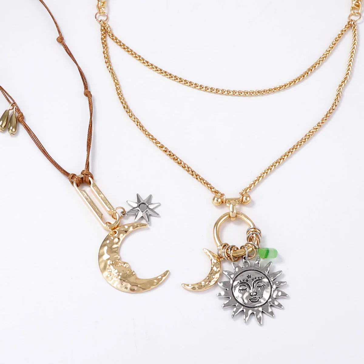 ZAA Damen Schmuck Sonne&Mond Anhänger Halsketten Vintage Ethno-Stil Statement-Schmuck Hals-Accessoires