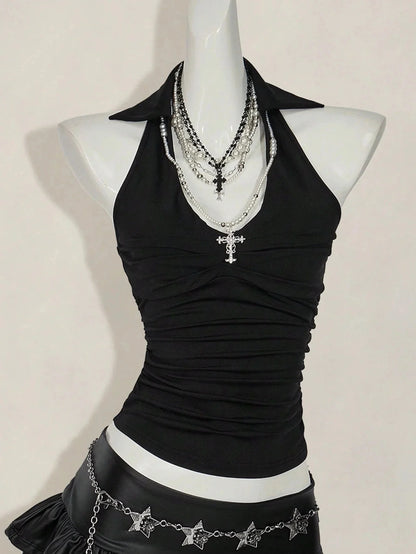 Y2k Crop Top Punk Graphic T-shirt Street Hot Girl 2000s Vestiti Sweet Slim Tees Harajuku Summer Women's Top Camicia gotica emo