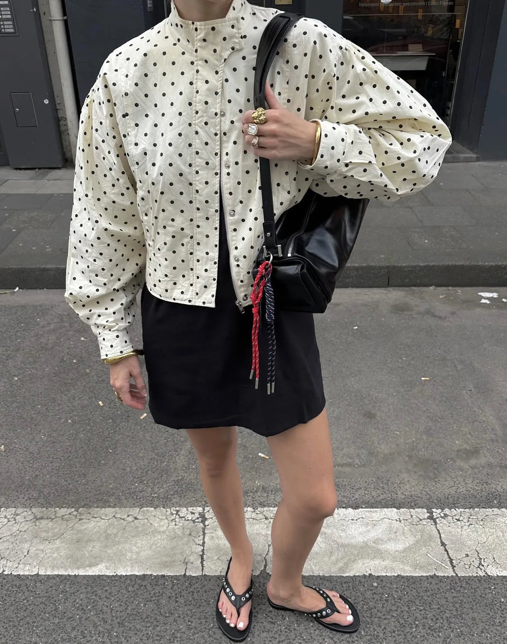 TARUXY Cappotto da giacca con stampa a pois alla moda Colletto alla coreana da donna Cappotto da lavoro a maniche lunghe Ins Hot Short Casual Giacche femminili
