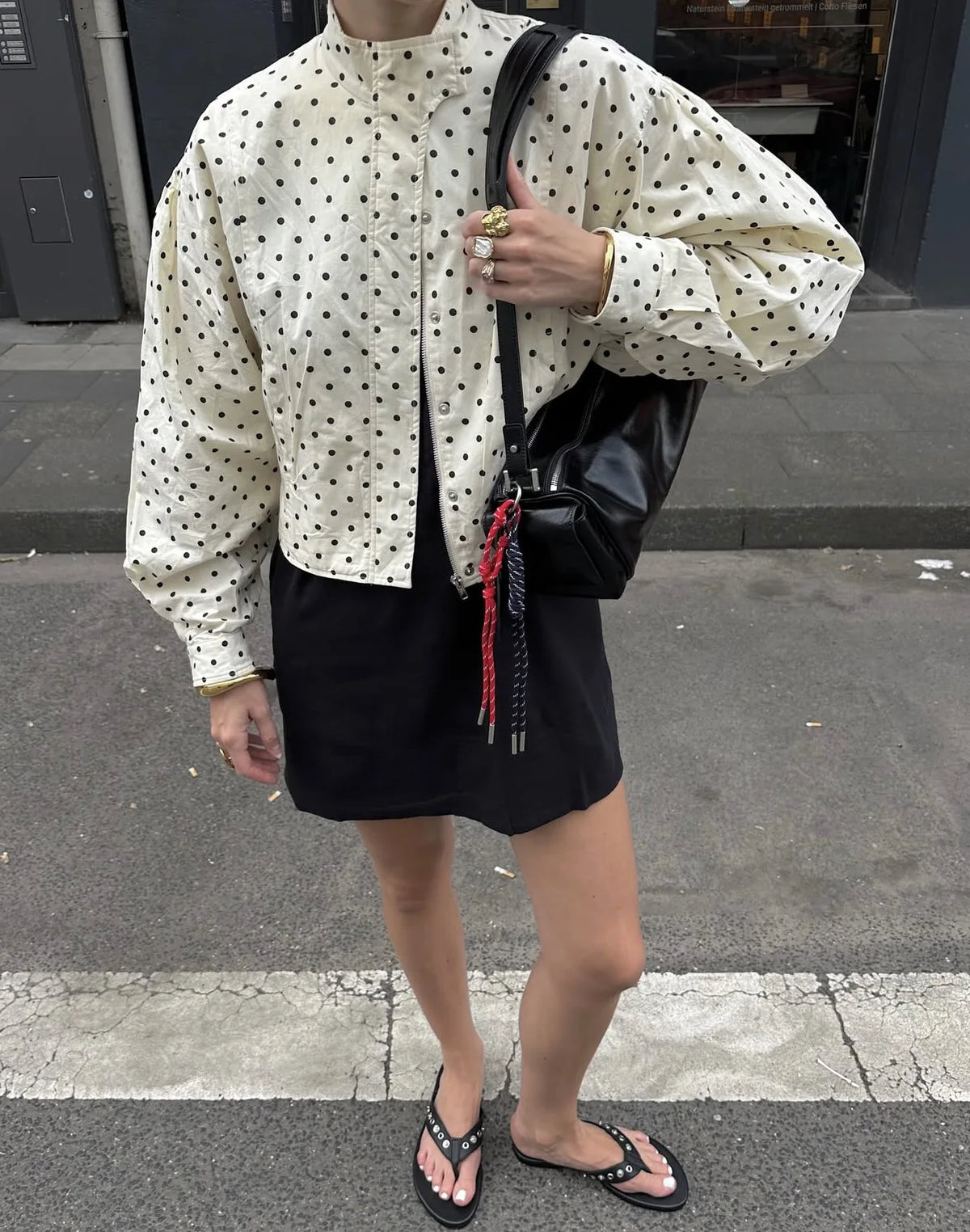 TARUXY Cappotto da giacca con stampa a pois alla moda Colletto alla coreana da donna Cappotto da lavoro a maniche lunghe Ins Hot Short Casual Giacche femminili