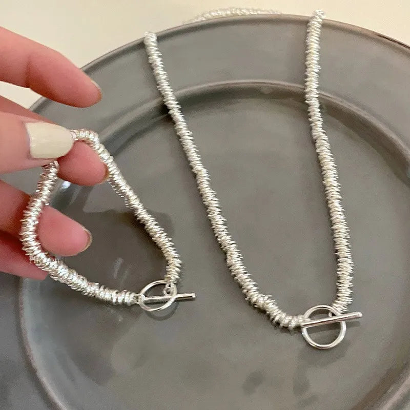 2024 New Trend Summer OT Buckle Thick Chain Jewelry Sets for Women Statement Necklace Bracelet Sexy Vocation Party Jewelry Gifts