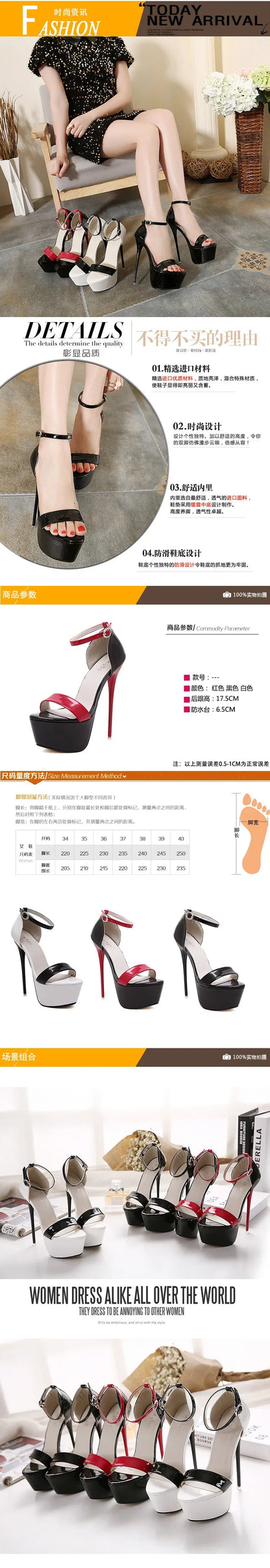 Estate 2025 Moda Color Block 17,5 cm Sandali con tacco ultra alto Scarpe da donna Sexy Open Toe Sandali con plateau con tacco sottile Femmes
