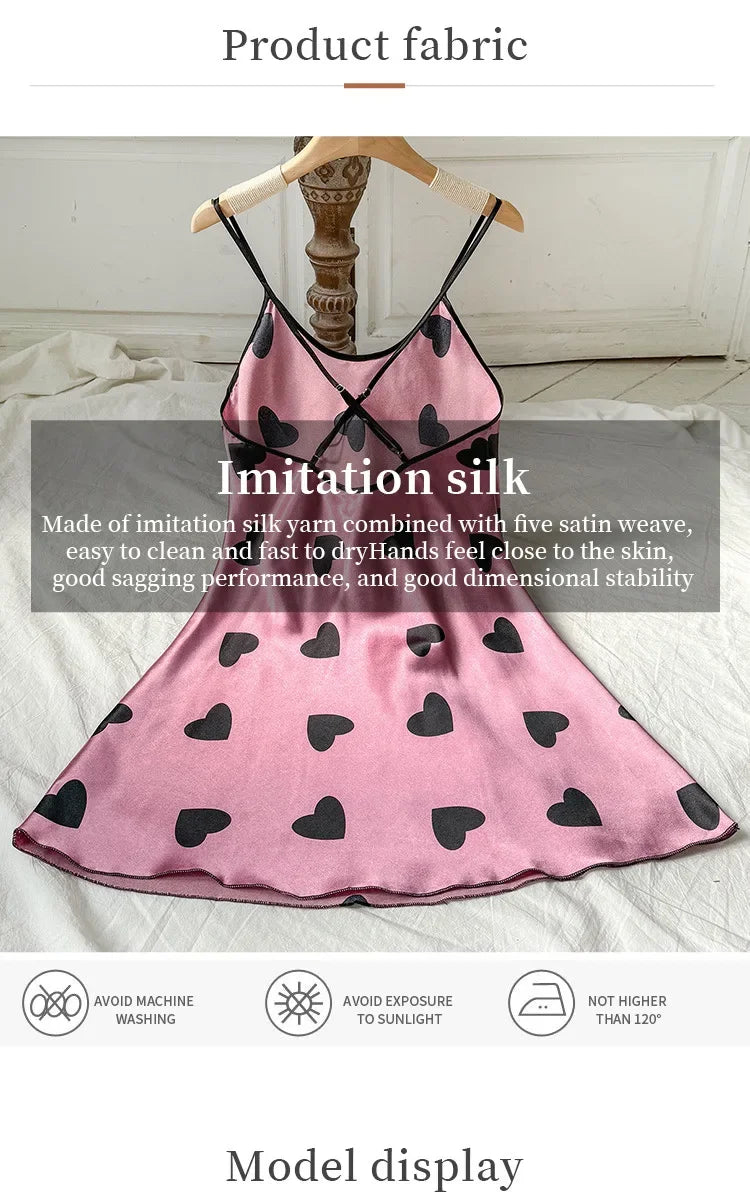 Pigiama estivo nuovo sexy tinta unita stampato stile amore con scollo a U croce regolabile tracolla sottile abito senza schienale