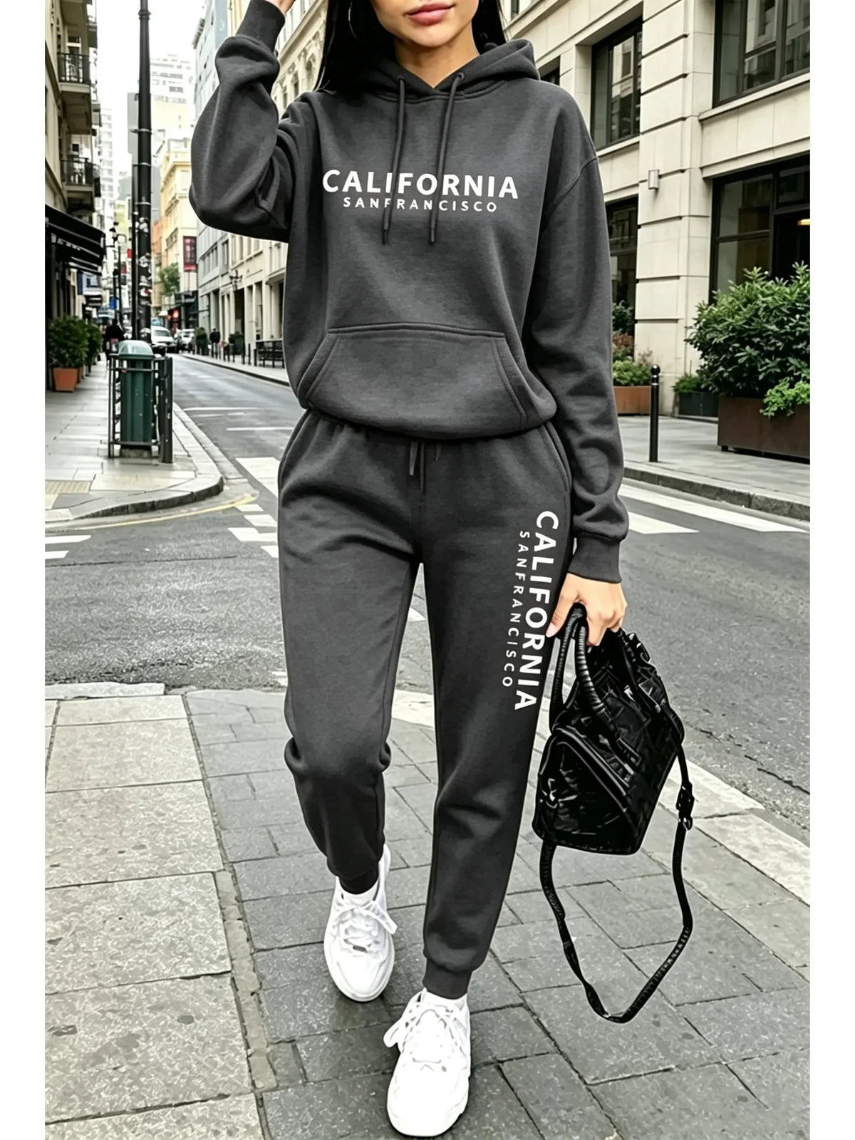 Abbigliamento da donna per l'autunno e l'inverno, tute casual con cappuccio, abbigliamento sportivo da esterno, jogging, vendite calde, felpa con cappuccio e pantaloni coordinati