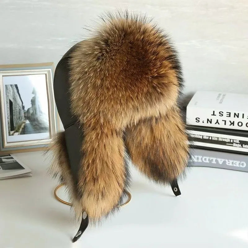 Cappello russo in pelliccia sintetica per uomo, berretto termico invernale, paraorecchie antivento, per la stagione fredda di mezza età