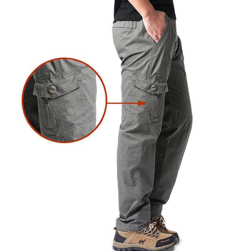 Pantaloni Cargo in cotone da uomo di alta qualità pantaloni tattitcal multitasche Casual primavera autunno campeggio all'aperto escursionismo pantaloni da lavoro