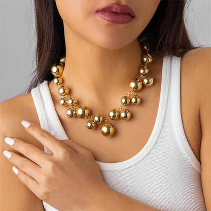 Collana esagerata in acrilico CCB con perline a sfera grande per donna Wed Vintage Chunky Clavicola Catena Grunge Gioielli Steampunk Uomo