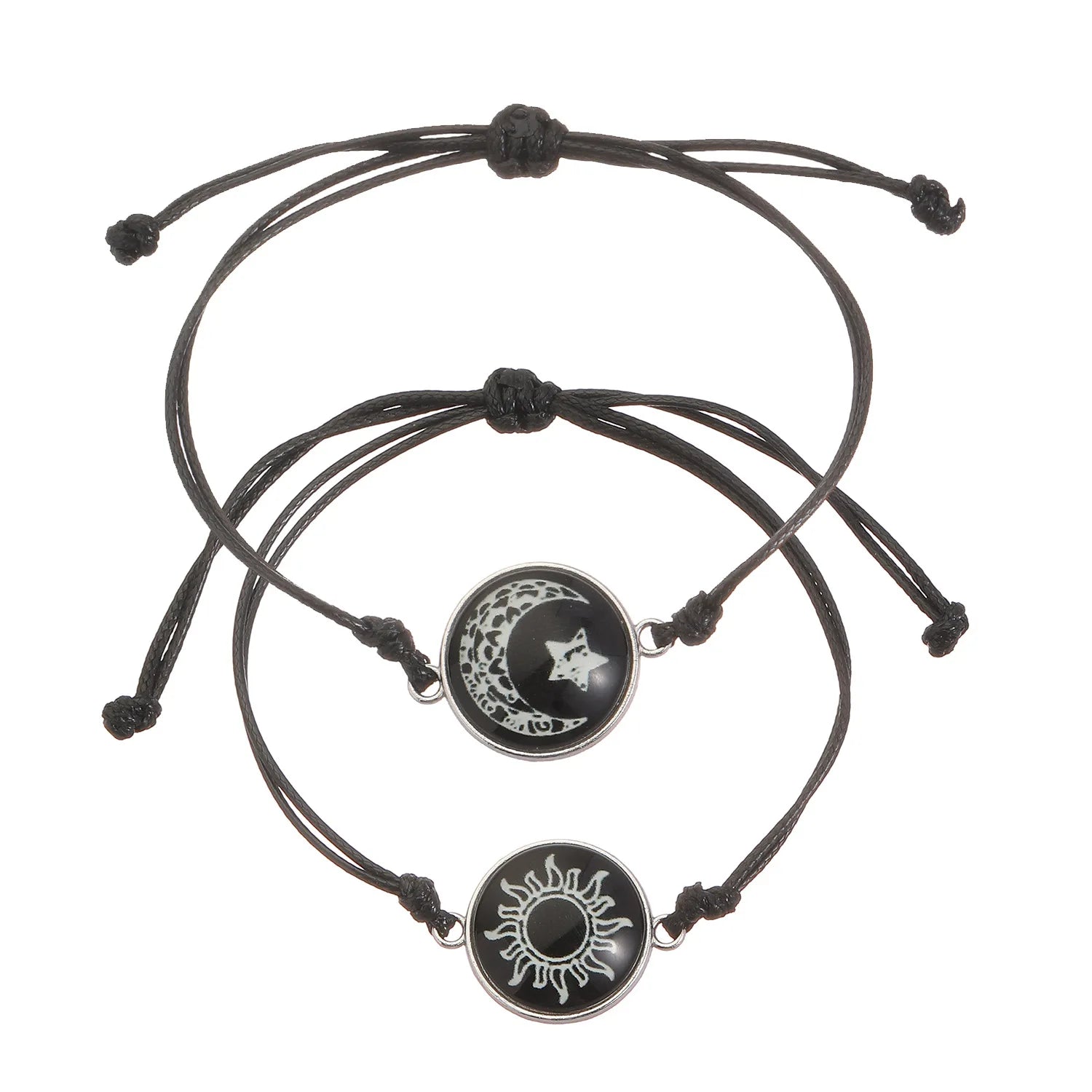 Braccialetti romantici per coppia di sole e luna luminosi per donna Uomo Bracciale coordinato con corda intrecciata fatta a mano Regali di gioielli per San Valentino