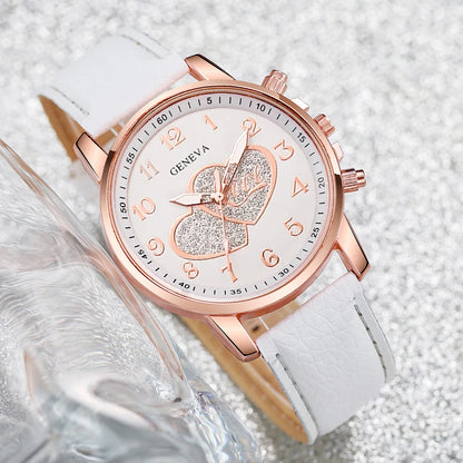 1/4PCSt Orologi da donna alla moda Orologio al quarzo con quadrante a cuore Cinturino in pelle casual Orologi da polso da donna Reloj Mujer (senza scatola)
